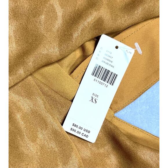 Anthropologie Current Air XS Tie Open Back Wrap Blouse Golden Leopard Print NWT - Picture 5 of 13